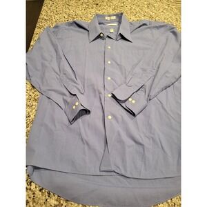 VAN HEUSEN Mens Blue Broadcloth Wrinkle Free Button Down Shirt XL